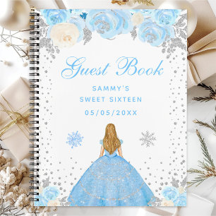 Blaue Winter-Blondhaar-Prinzessin Sweet Sixteen Notizblock