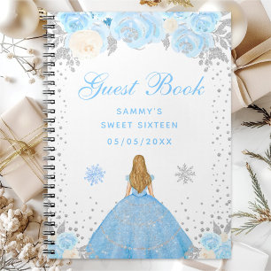Blaue Winter-Blondhaar-Prinzessin Sweet Sixteen Notizblock