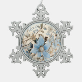 Blaue Winter-Blume für die Mama Schneeflocken Zinn-Ornament
