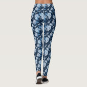 Blaue Winter-Blume mit Fliesen Leggings (Rückseite)
