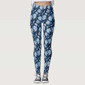Blaue Winter-Blume mit Fliesen Leggings (Vorderseite)