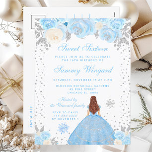 Blaue Winter Braune Haare Prinzessin Sweet Sixteen Postkarte