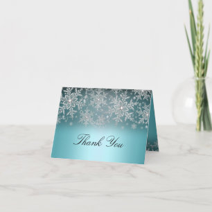 Blaue Winter-Dankeskarten mit Kristall-Schneeflock Dankeskarte