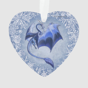Blaue Winter-Drache-Fantasie-Natur-Kunst Ornament