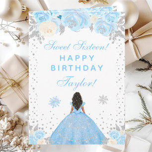 Blaue Winter Dunkle Haut Prinzessin Sweet Sixteen Karte