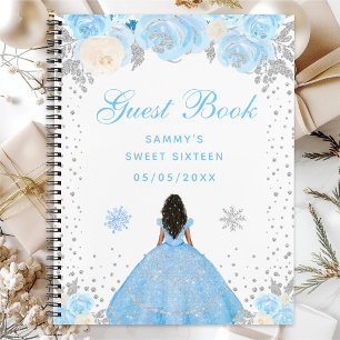 Blaue Winter-Dunkle-Haut-Prinzessin Sweet Sixteen Notizblock
