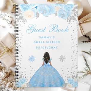 Blaue Winter-Dunkle-Haut-Prinzessin Sweet Sixteen Notizblock