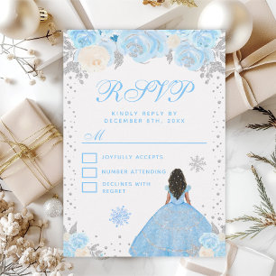 Blaue Winter-Dunkle-Haut-Prinzessin Sweet Sixteen RSVP Karte