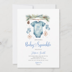 Blaue Winter-Es-ist-ein-Junge-Babysachen Baby Spri Einladung