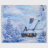 Blaue Winter Landschaft Kabine Geschenkpapier (Flach)