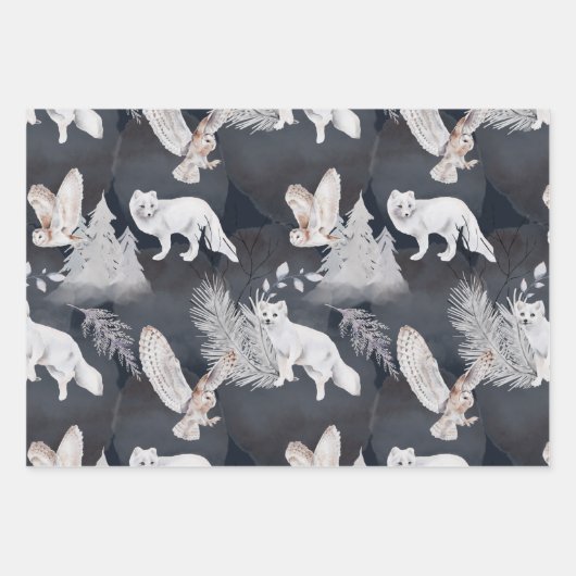 Blaue Winter Landschaft Wrapping Papier Blätter (Vorderseite 2)