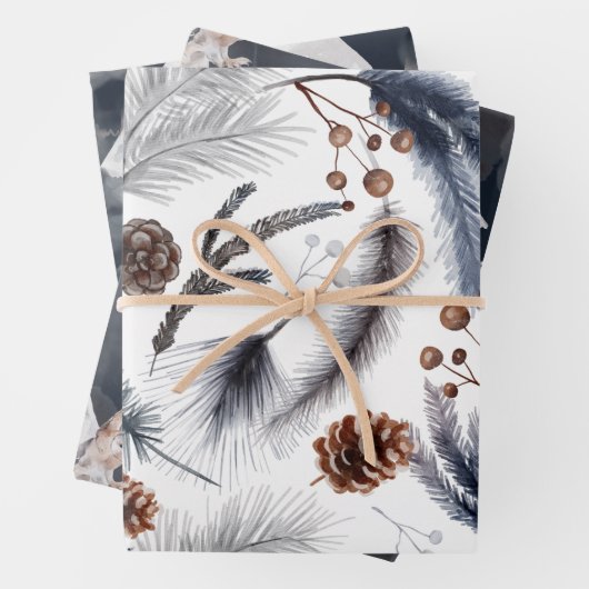 Blaue Winter Landschaft Wrapping Papier Blätter (Beispiel)