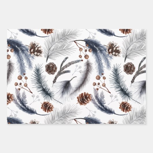 Blaue Winter Landschaft Wrapping Papier Blätter (Vorderseite)