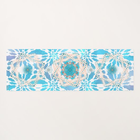 Blaue Winter Mandala Blumenmuster Yogamatte (Rückseite (Horizontal))