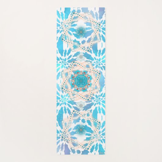 Blaue Winter Mandala Blumenmuster Yogamatte (Rückseite)