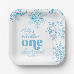 Blaue Winter-Onederland-Partyplatten Pappteller