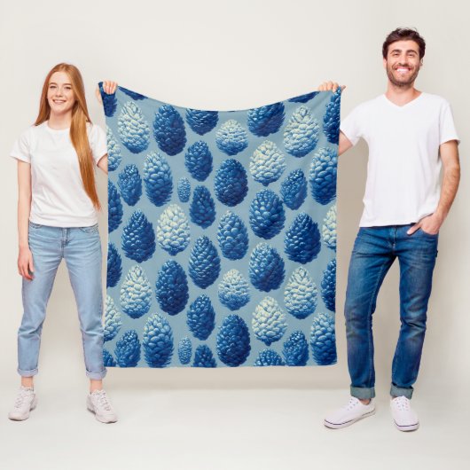 Blaue Winter Pine Cone Muster Fleecedecke (Beispiel)