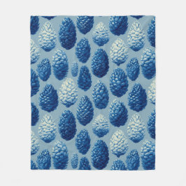 Blaue Winter Pine Cone Muster Fleecedecke