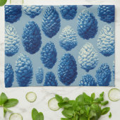Blaue Winter Pine Cone Muster Geschirrtuch (Gefaltet)