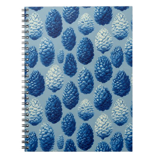 Blaue Winter Pine Cone Muster Notizblock (Vorderseite)