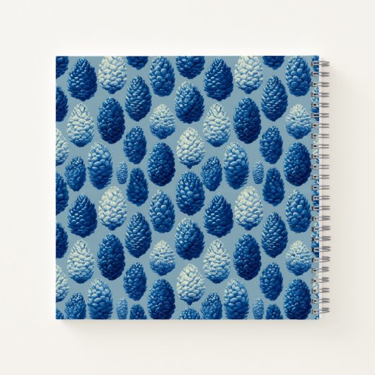 Blaue Winter Pine Cone Muster Notizblock (Rückseite)