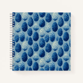 Blaue Winter Pine Cone Muster Notizblock