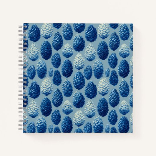 Blaue Winter Pine Cone Muster Notizblock (Vorderseite)