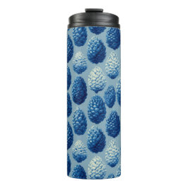 Blaue Winter Pine Cone Muster Thermosbecher