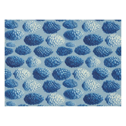 Blaue Winter Pine Cone Muster Tischdecke (Vorderseite (Horizontal))