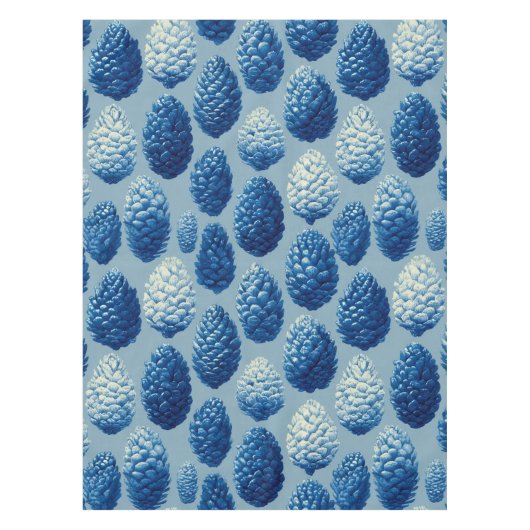 Blaue Winter Pine Cone Muster Tischdecke (Vorderseite)