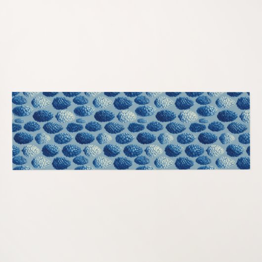 Blaue Winter Pine Cone Muster Yogamatte (Rückseite (Horizontal))