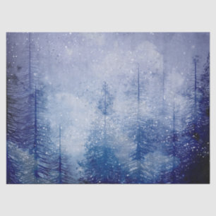 Blaue Winter Pine Tree Forest Decoupage Seidenpapier