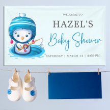 Blaue Winter-Pinguin-Angel-Babyparty 