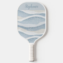 Blaue Winter-Schneefall-Welle Personalisiertes Mus Pickleball Schläger