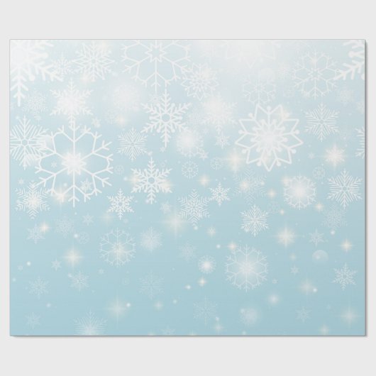 Blaue Winter-Schneeflocken Geschenkpapierrolle Geschenkpapier (Flach)