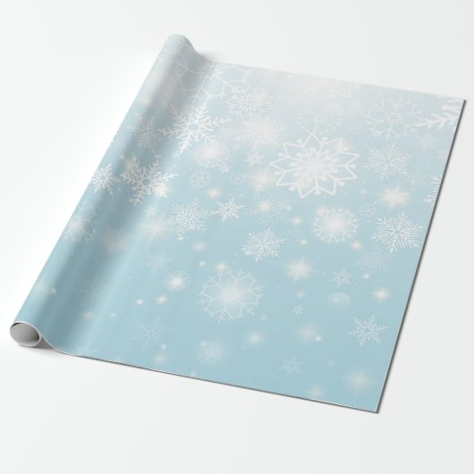 Blaue Winter-Schneeflocken Geschenkpapierrolle Geschenkpapier (Ungerollt)
