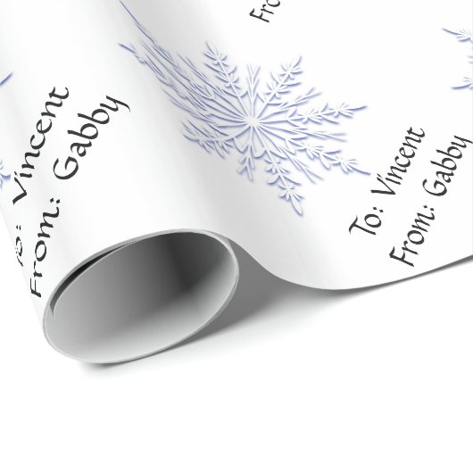 Blaue Winter-Schneeflocken im weißen Urlaub Geschenkpapier (Rolleneckpunkt)
