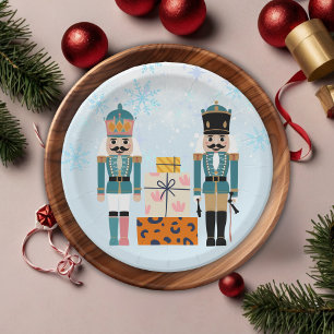 Blaue Winter-Schneeflocken Nussknacker-Baby-Party Pappteller
