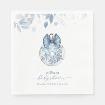 Blaue Winter-Schneeflocken-Schleifen-Deko zur Baby