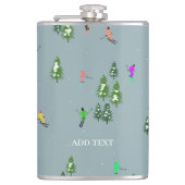 Blaue Winter-Skifahrer Skimuster Flachmann (Vorderseite)