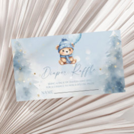 Blaue Winter-Teddybär-Baby-Shower-Windel-Raffle Begleitkarte