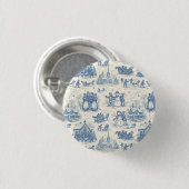 Blaue Winter-Toile-Chinoiserie Button (Vorne & Hinten)