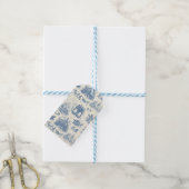 Blaue Winter-Toile-Chinoiserie Geschenkanhänger (Mit Garn)