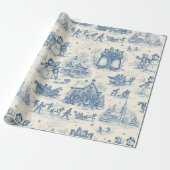 Blaue Winter-Toile-Chinoiserie Geschenkpapier (Ungerollt)