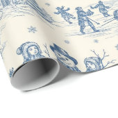 Blaue Winter-Toile-Chinoiserie Geschenkpapier (Rolleneckpunkt)
