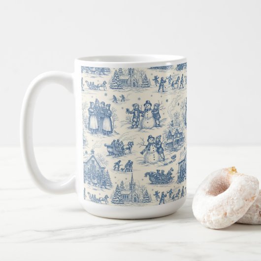 Blaue Winter-Toile-Chinoiserie Kaffeetasse (Mit Donut)