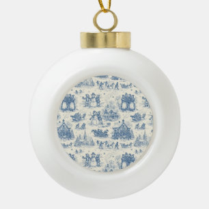 Blaue Winter-Toile-Chinoiserie Keramik Kugel-Ornament