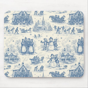 Blaue Winter-Toile-Chinoiserie Mousepad
