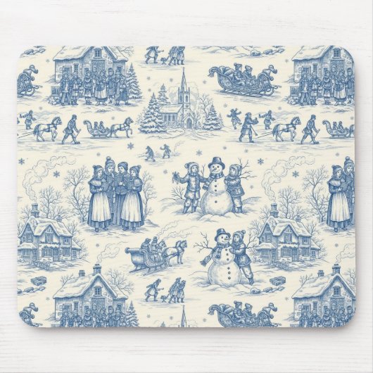 Blaue Winter-Toile-Chinoiserie Mousepad (Vorne)