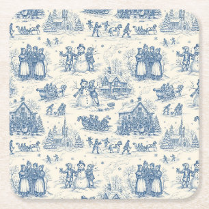 Blaue Winter-Toile-Chinoiserie Rechteckiger Pappuntersetzer